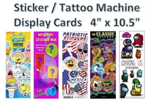 Laminated 4" x 10.5 machine toy Vending Labels Sticker Tattoo Display Card
