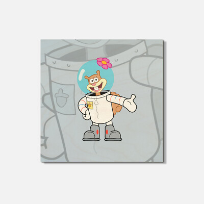SpongeBob SquarePant Cartoon Sandy Cheeks 4'' X 4'' Square Wooden Coaster