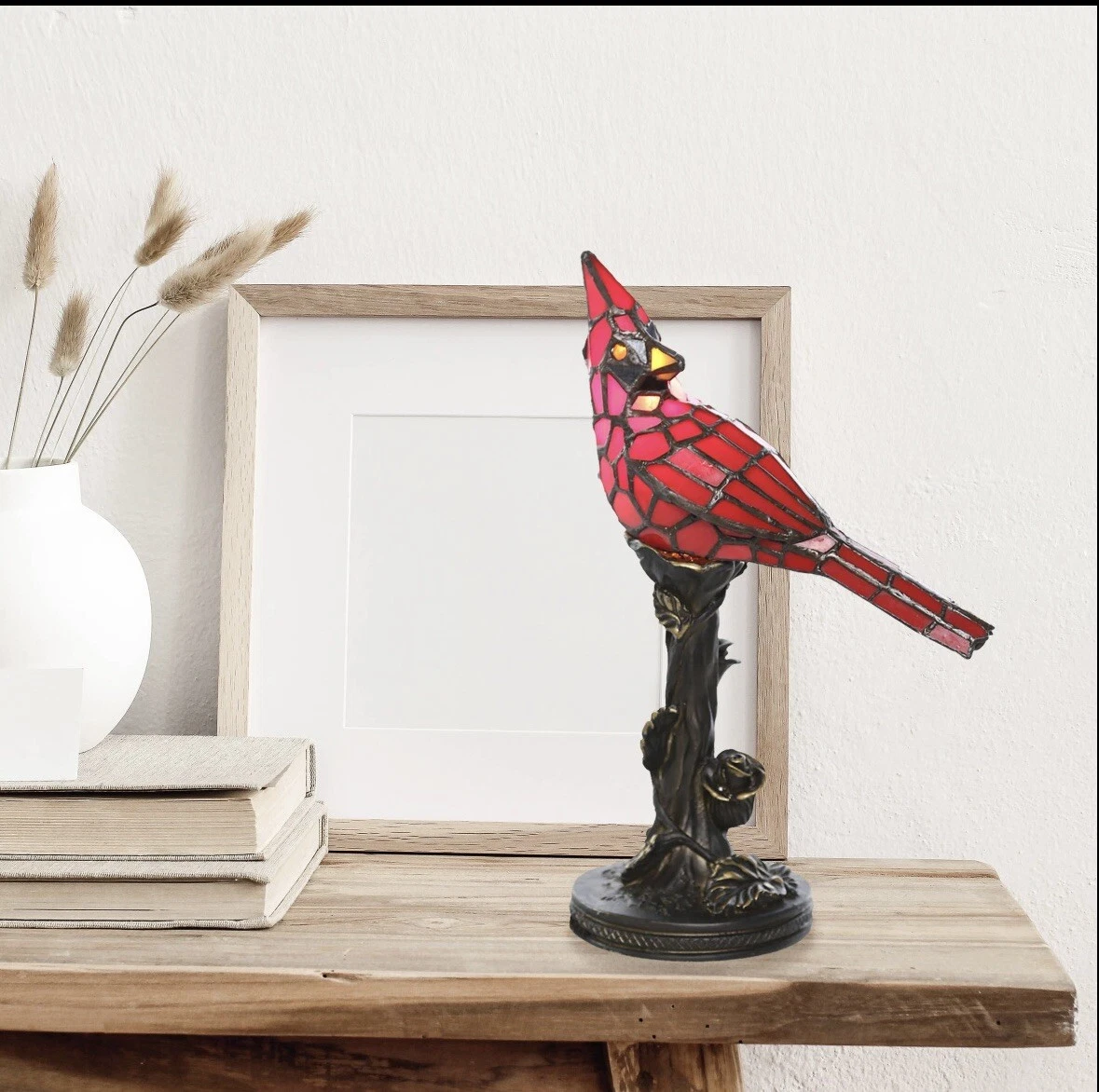 Stained glass sale cardinal lamp