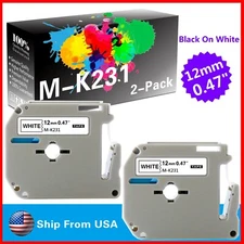 2 PK MK231 MK-231 Label Tape Used for P-touch PT-70SR PT-70(Black on White)