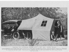 CALIFORNIA TENT MOTOR CAR TRAILOR CAMPING AMERICA c 1920  ILLUSTRATION PRINT