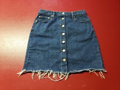 GAP Button Front Denim Mini Skirt Blue Cotton Blend