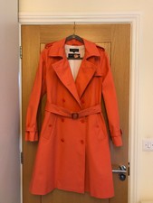 Club Monaco Women's Coral Double Breasted Cotton Trench Coat Size L