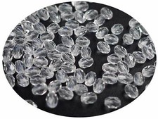Czech Glass Olive Faceted Fire Polished Beads 8x6mm Crystal clear 50 pieces P866