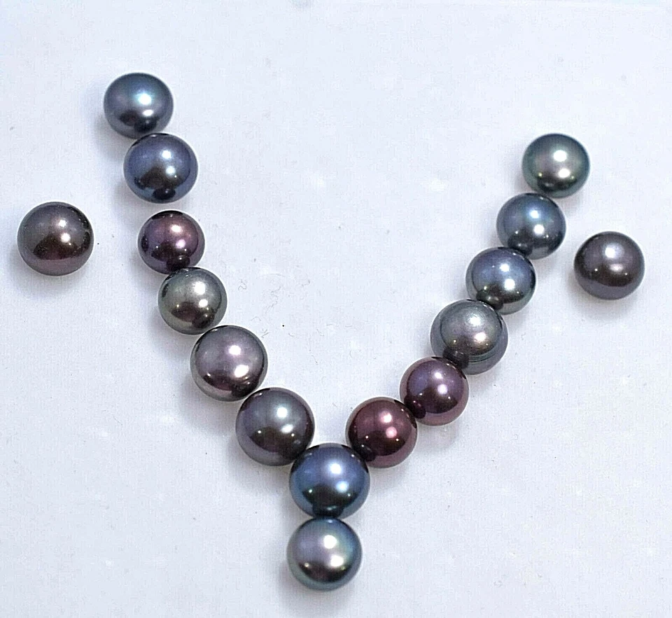 42.50 Ct Natural Tahitian Black Blue south Sea Pearl 16 Pcs Gems lot - Image 2 of 4