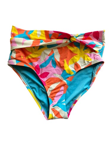 Lands End NEW 8 Twist Retro High Waisted Bikini Bottoms Swim UPF50 Multicolor