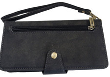 Gray Faux Leather Snap Phone Wallet Wristlet - 2 Layer Inside