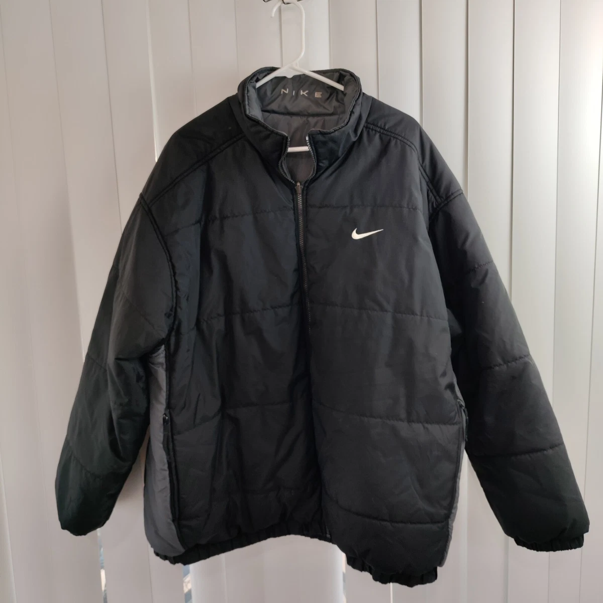 Vtg Nike Reversible Men s XL Insulated Puffer Jacket Black Gray
