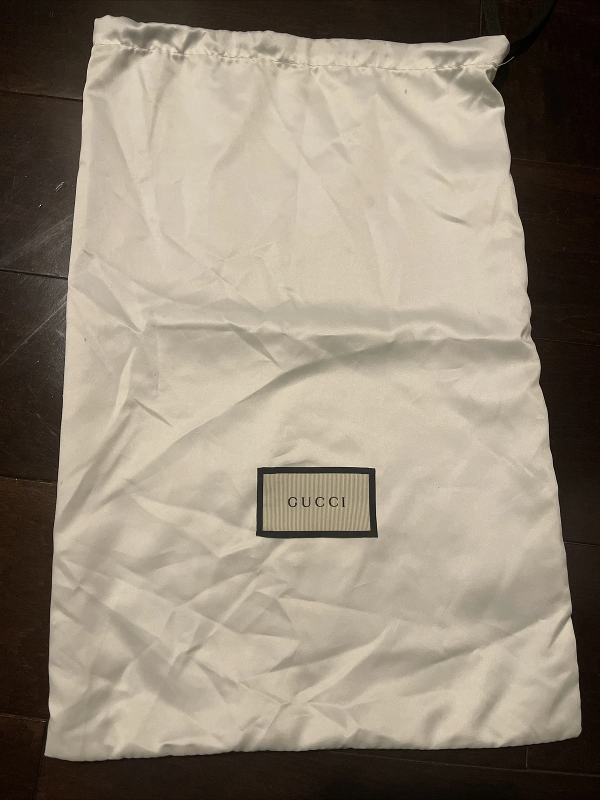 GUCCI Sac à poussière ivoire satin chaussures de voyage accessoires 11 x 17,5 pouces,
