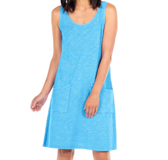 Fresh Large Blue Fin Pinstripe Cotton Jersey Dress NWT Size L $75