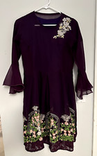 Pakistani Kameez Shirt with pearl work and embroidery Eid party wear purple