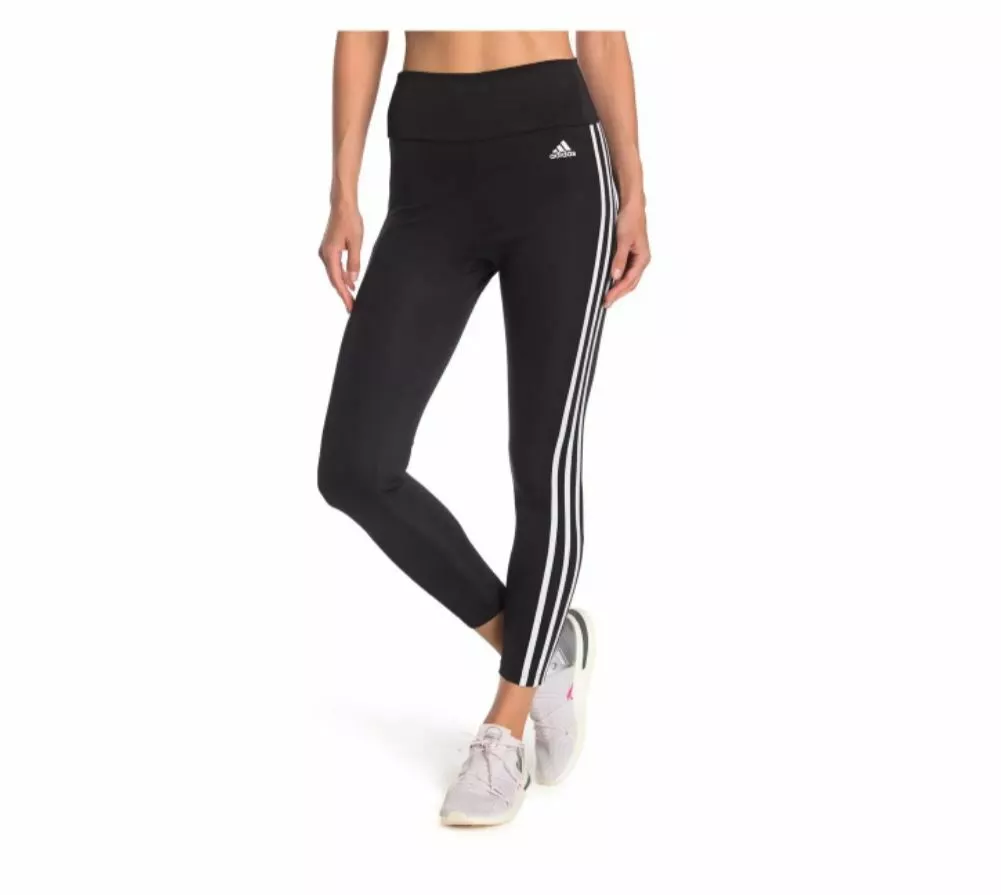 Adidas High Rise 3 Stripes 7 8 Tight GL4040 Leggings Black White L Large