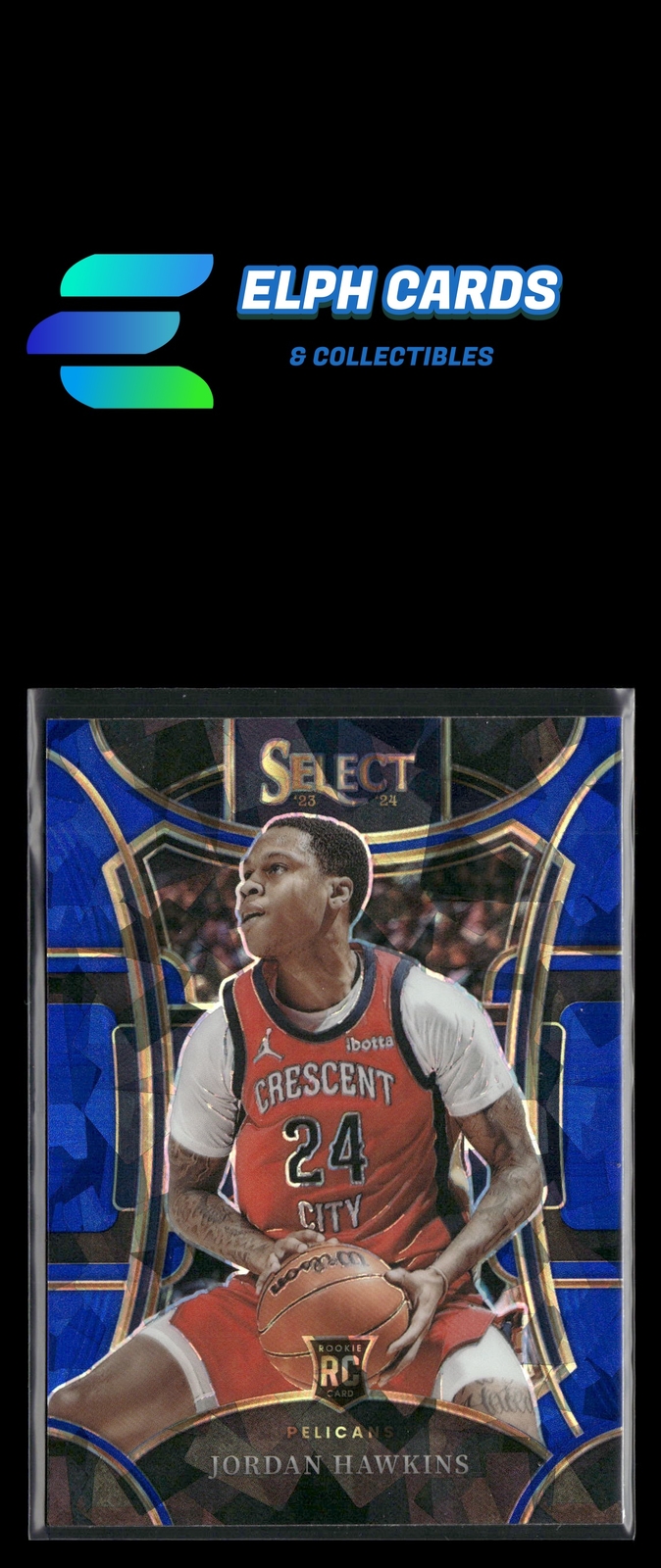 2023-24 Panini Select #334 Jordan Hawkins Blue Cracked Ice Prizms Mezzanine