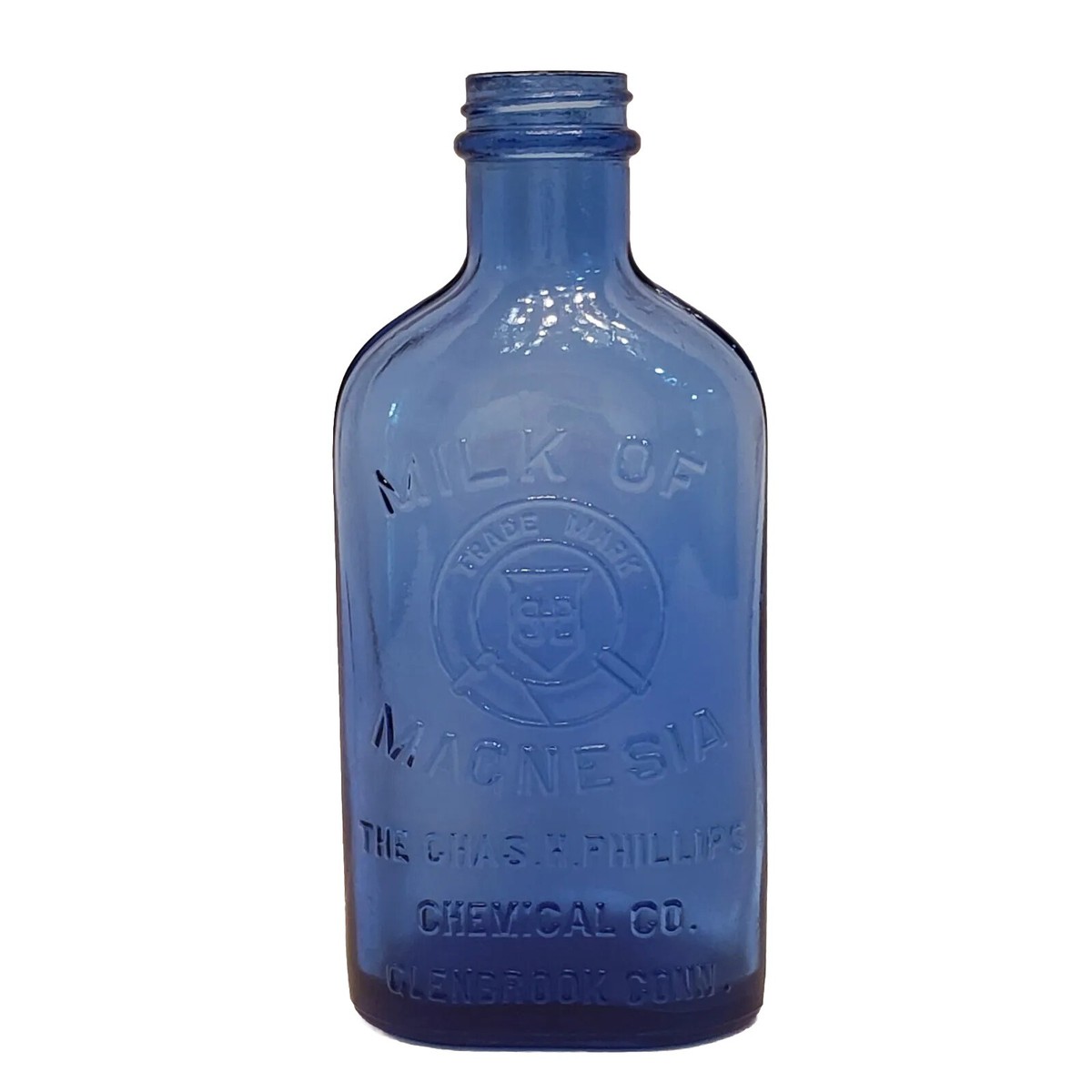 Antique Cobalt Blue Phillips Milk of Magnesia Glass Medicine