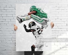 Poster Saquon Barkley Hurdle, tela, stampa calcio, arte da parete sportiva