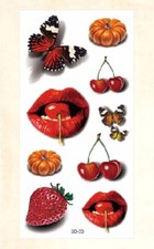 3D butterfly cherry strawberry lips temporary Temp Tattoos for Adults