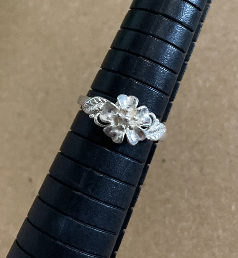 Flower Solid Sterling Silver 925 Ring Pretty Leaf… - image 11