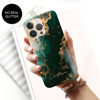 Personalisierte Handyhülle Marmor Name Gel Cover für iPhone 15 13 Pro 12 11 Xr 14
