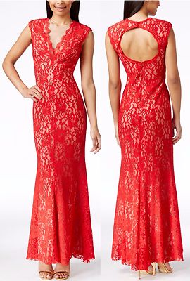 Xscape Red Stretch Contrast-lace Illusion Vneck Fit & Flare Trumpet Gown 14 $299 | eBay Xscape Red Stretch Contrast-lace Illusion Vneck Fit & Flare Trumpet Gown 14 $299 | eBay