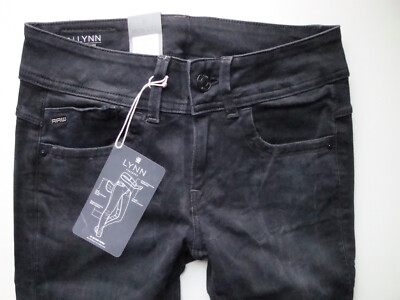 G-Star RAW  Jeans  LYNN  MID  SKINNY WMN  DK AGED  Schwarz  Stretch  W26 L32 Neu