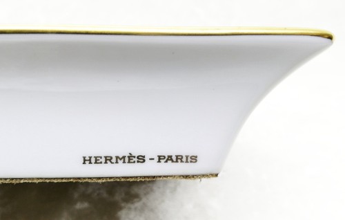 Hermes Paris Ashtray Horse Pattern Color yellow Plate Tray Porcelain No Box Used - Picture 9 of 10