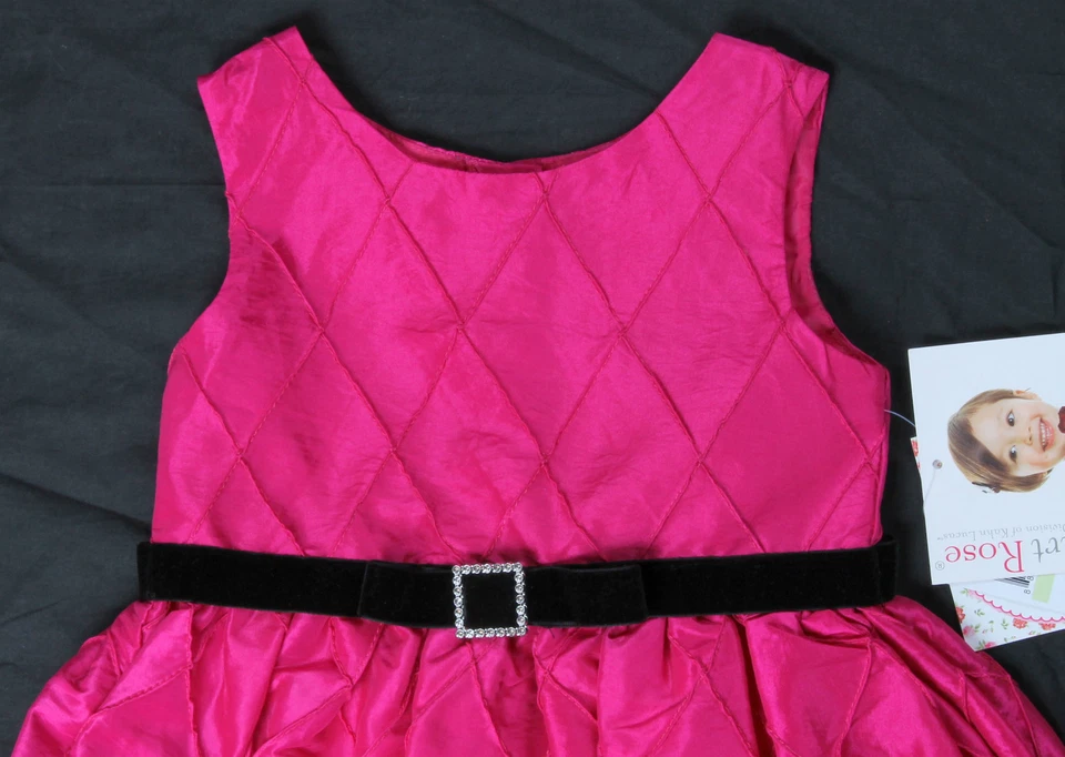 NUEVO CON ETIQUETAS Niñas Talla 4 5 Rosa Brillante Magenta Navidad Vestido de Vacaciones Sweetheart Rose Foto 4 de 4