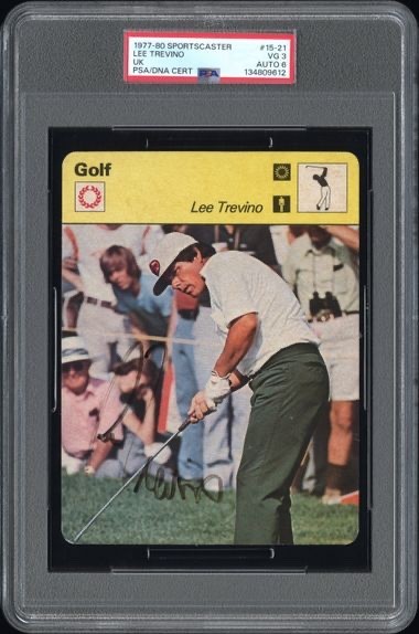 Signed Lee Trevino 1977 Sportscaster Golf Rookie Card HOF RC Auto POP 1! PSA
