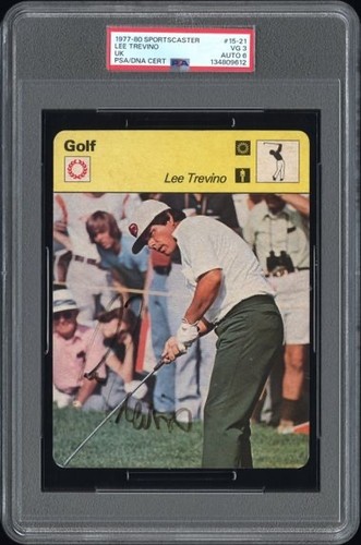 Signed Lee Trevino 1977 Sportscaster Golf Rookie Card HOF RC Auto POP 1! PSA