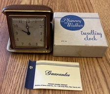 VTG 50’s Phinney Walker Folding Travel Alarm Clock Leather Case w/Box & Manual
