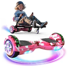 Electric Hoverboard+Go Kart Bluetooth Self-Balancing Scooter for Kids Girls Boys