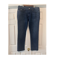 True Religion Relaxed Straight Blue Dark Wash Stretch Denim Jeans 5-Pocket