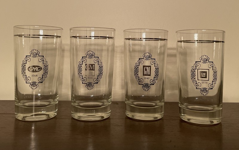 General Motors GM Logo Highlights Of General Motors History Tumblers Gold Rim 4