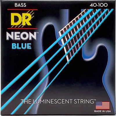 DR Strings NEON Electric Bass Guitar Strings - .040-.100 Light, Blue