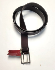 NOBLE Men's Dark Brown Leather Casual Belt 42 2XL XX-Large Metal Buckle USA MADE