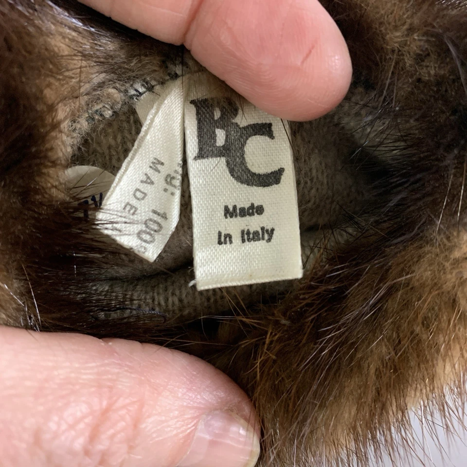 Guantes de cuero suave recortados de piel de cachemir vintage para mujer talla 7,5 verde Italia Foto 4 de 4