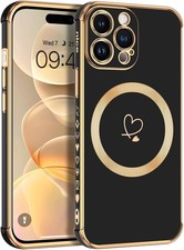Plating Cute Heart Magsafe Case for for iPhone 17 16 15 14 13 12 11 Pro Max Plus