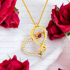 Custom Birthstone Infinity CZ Pendant Necklace Gold Plated Chain Gift For Love