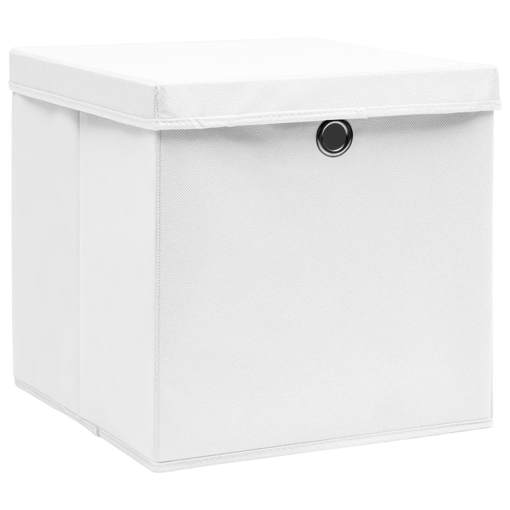 Set 10 Scatole Giocattoli e Vestiti Bianche 28x28x28 cm con Coperchio