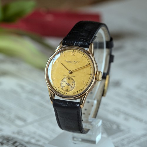 RARE VINTAGE SOLID 14K GOLD IWC SCHAFFHAUSEN CALATRAVA WEDDING WATCH c1935