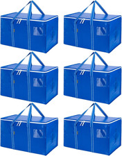 6-Pack Oversized Moving Bags with Reinforced Handles, Heavy-Duty Storage Tote fo