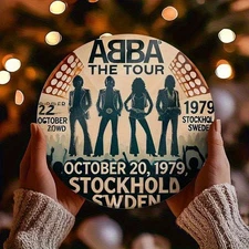 1pc ABBA Tour Vintage Metal Sign - ABBA Tour Poster Design with Stockholm Concer