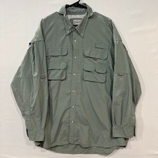 Bimini Bay Outfitters Men  s 2XL Fishing Shirt Sage Green Vented Nylon Mesh VTG