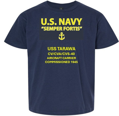 USS TARAWA  CV/CVA/CVS-40 * SEMPER FORTIS *VINYL SHIRT. US NAVY LICENSED