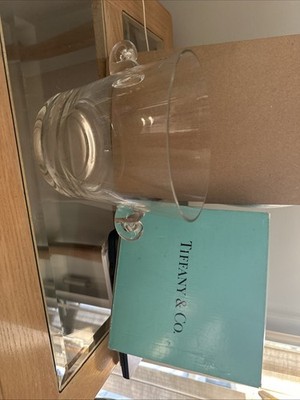 Vintage Signed Tiffany & Co. Crystal Ice Bucket Champagne Cooler Scroll Handles