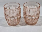 2 Jeannette Windsor Diamond Pink 4 3/4"  Depression-Glass Tumblers EUC!