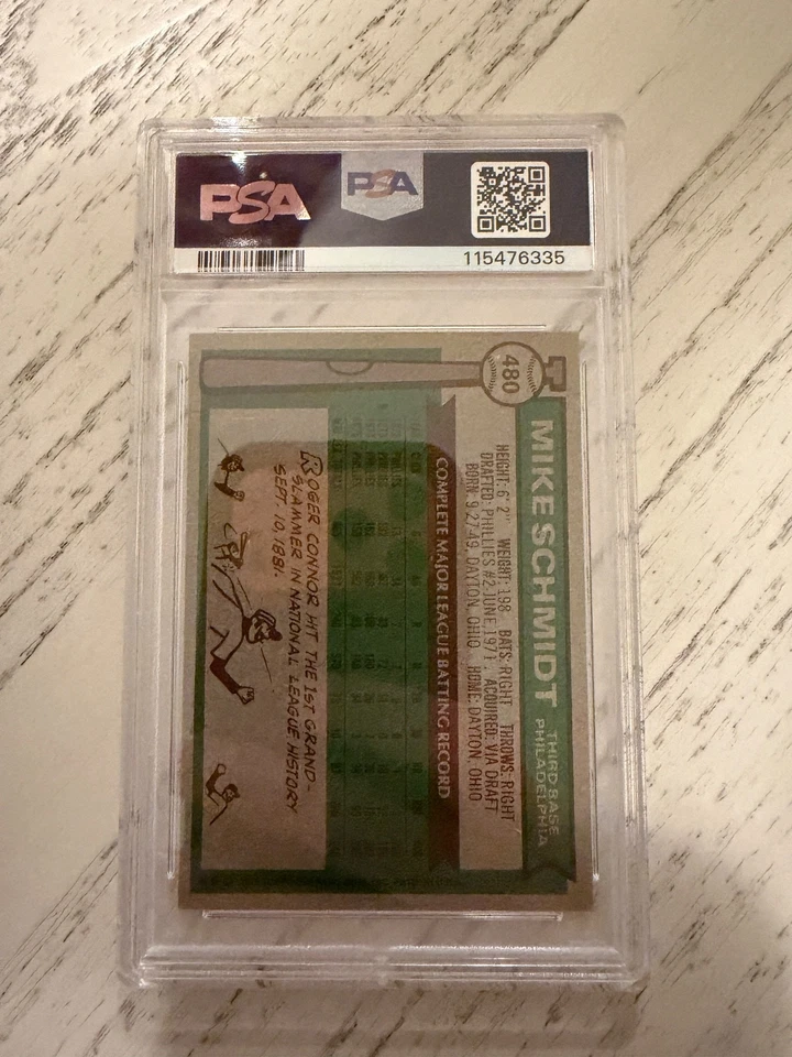 1976 Topps No480 Майк Шмидт Philadelphia Phillies PSA 7 - Изображение 2 из 2