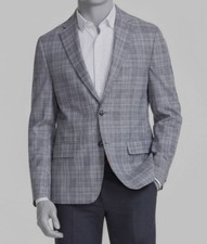 Tommy Hilfiger Mens Gray Modern-Fit Plaid Sport Coat Suit Jacket 44R