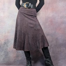 Vintage 70s Lotus Mt. Shasta Suede Leather Midi Skirt XS Boho Hippie Western