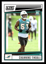 2022 Panini Score Channing Tindall #355 Miami Dolphins NFL Football Rookie