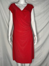 Lauren Ralph Lauren Dress Red 10 Ruched Cap Sleeves Flattering